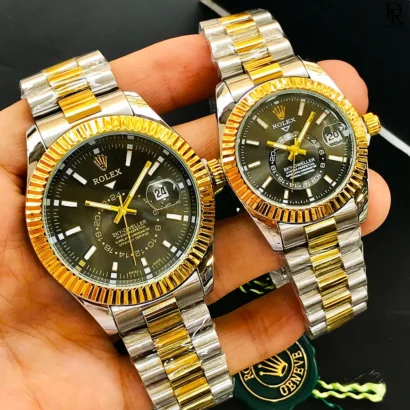 Rolex Sky Dweller pair watch, Rolex couple watches Pakistan, Rolex Sky Dweller quartz, Rolex pair watch price in Pakistan, Rolex stainless steel watch, Rolex couple gift set, Rolex Sky Dweller men and women