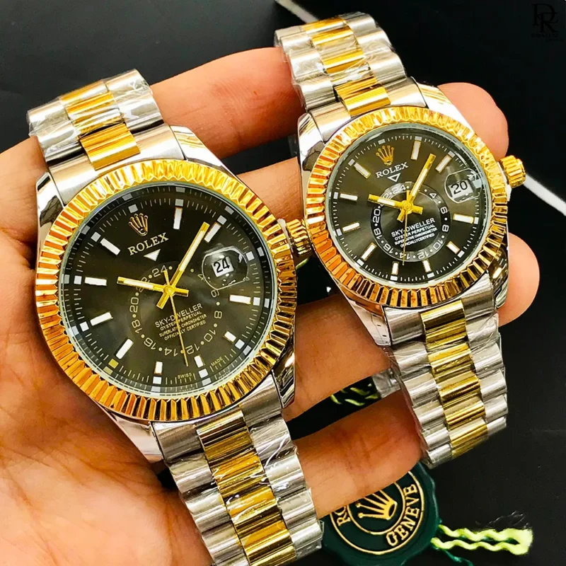Rolex Sky Dweller pair watch, Rolex couple watches Pakistan, Rolex Sky Dweller quartz, Rolex pair watch price in Pakistan, Rolex stainless steel watch, Rolex couple gift set, Rolex Sky Dweller men and women