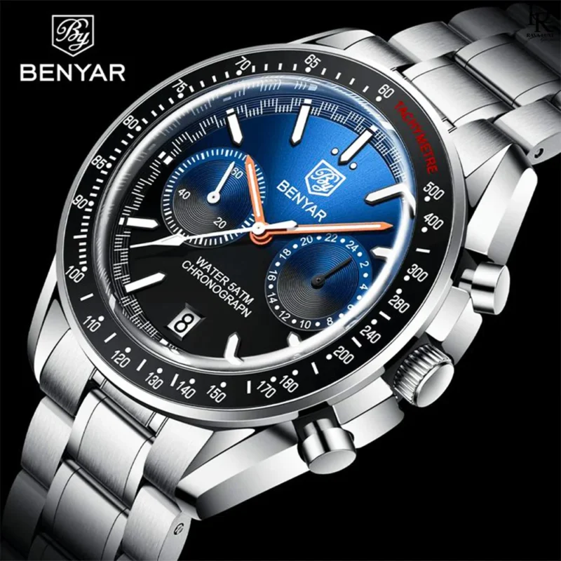 BENYAR original watch Pakistan, BENYAR men’s watch price, BENYAR chronograph watch, BENYAR stainless steel watch, BENYAR quartz watch, BENYAR dual shaded dial, BENYAR luxury watches 2025, premium BENYAR watch with box