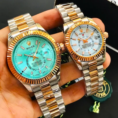 Rolex Sky Dweller pair watch, Rolex couple watches Pakistan, Rolex Sky Dweller quartz, Rolex pair watch price in Pakistan, Rolex stainless steel watch, Rolex couple gift set, Rolex Sky Dweller men and women