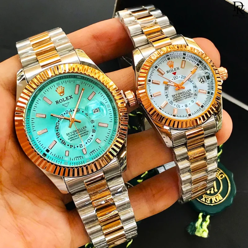 Rolex Sky Dweller pair watch, Rolex couple watches Pakistan, Rolex Sky Dweller quartz, Rolex pair watch price in Pakistan, Rolex stainless steel watch, Rolex couple gift set, Rolex Sky Dweller men and women
