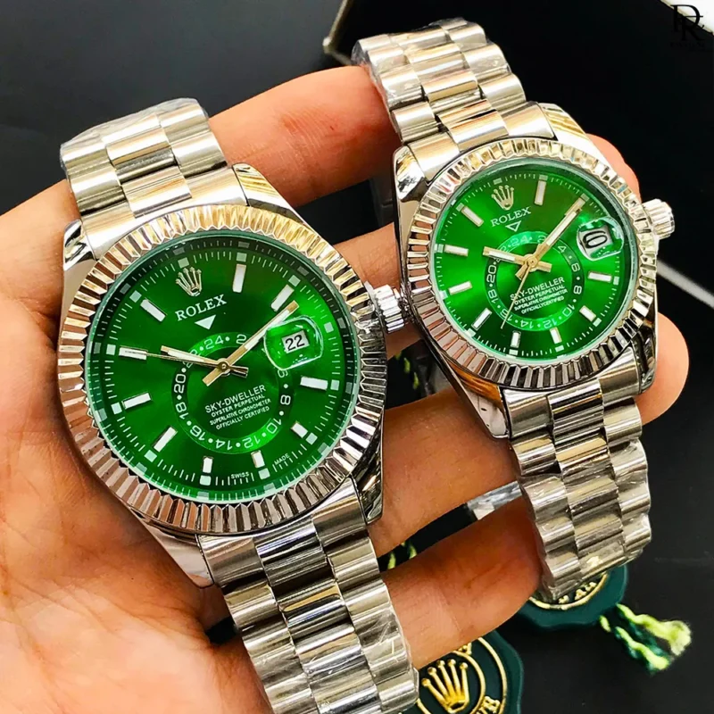 Rolex Sky Dweller pair watch, Rolex couple watches Pakistan, Rolex Sky Dweller quartz, Rolex pair watch price in Pakistan, Rolex stainless steel watch, Rolex couple gift set, Rolex Sky Dweller men and women