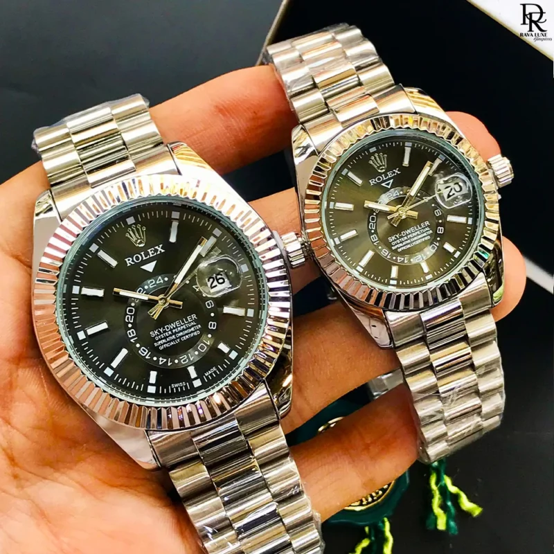 Rolex Sky Dweller pair watch, Rolex couple watches Pakistan, Rolex Sky Dweller quartz, Rolex pair watch price in Pakistan, Rolex stainless steel watch, Rolex couple gift set, Rolex Sky Dweller men and women
