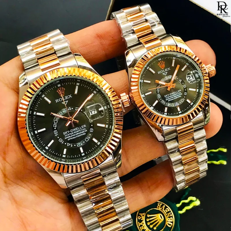Rolex Sky Dweller pair watch, Rolex couple watches Pakistan, Rolex Sky Dweller quartz, Rolex pair watch price in Pakistan, Rolex stainless steel watch, Rolex couple gift set, Rolex Sky Dweller men and women