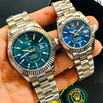 Rolex Sky Dweller pair watch, Rolex couple watches Pakistan, Rolex Sky Dweller quartz, Rolex pair watch price in Pakistan, Rolex stainless steel watch, Rolex couple gift set, Rolex Sky Dweller men and women