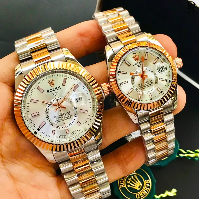 Rolex Sky Dweller pair watch, Rolex couple watches Pakistan, Rolex Sky Dweller quartz, Rolex pair watch price in Pakistan, Rolex stainless steel watch, Rolex couple gift set, Rolex Sky Dweller men and women