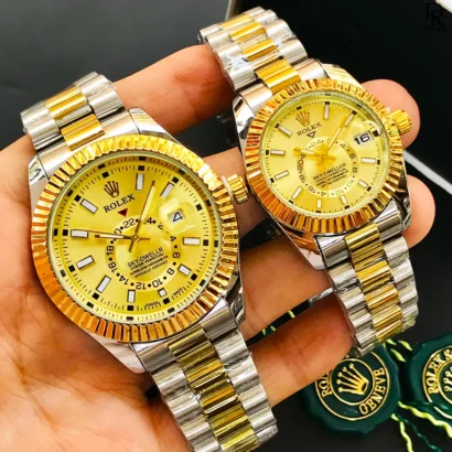 Rolex Sky Dweller pair watch, Rolex couple watches Pakistan, Rolex Sky Dweller quartz, Rolex pair watch price in Pakistan, Rolex stainless steel watch, Rolex couple gift set, Rolex Sky Dweller men and women