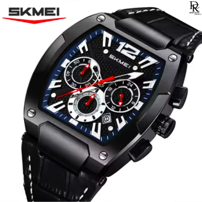 Skmei premium edition watch, Skmei chronograph watch Pakistan, leather strap chronograph watch, Skmei original men’s watch 2025, Skmei stainless steel case watch, best men’s watches under 5000