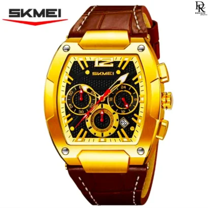 Skmei premium edition watch, Skmei chronograph watch Pakistan, leather strap chronograph watch, Skmei original men’s watch 2025, Skmei stainless steel case watch, best men’s watches under 5000