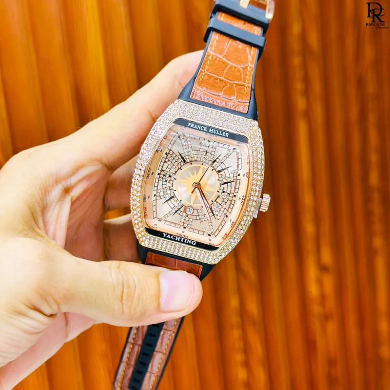 Franck Muller stone watch, Franck Muller full stone watch price in Pakistan, luxury stone dial watch, men’s diamond style watch, Franck Muller gents watch 2025, premium stone watches Pakistan, stylish men’s watch under 5000
