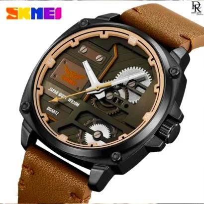 Skmei WR30M watch, Skmei original premium edition, Skmei quartz leather strap watch, Skmei men’s watch Pakistan, Skmei 2025 new model, unique style Skmei watch, water resistant men’s watch under 5000