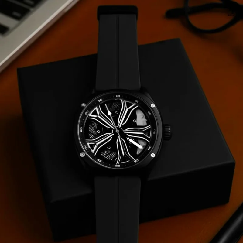 spinner watch BMW dial, men’s spinner watch price in Pakistan, BMW style wristwatch, sporty rubber strap watch, rim design watch for men, luxury spinner watches