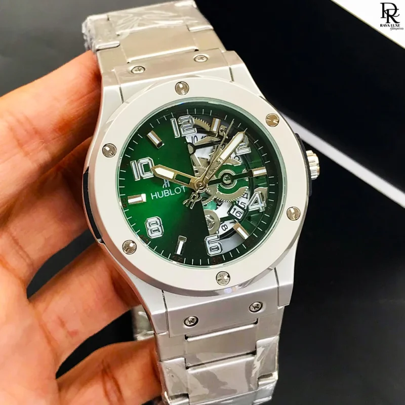 Hublot Mens Watch, Hublot Half Skeleton Watch, Hublot Stainless Steel Watch, Luxury Skeleton Watches Pakistan, RavaLuxe Hublot Collection