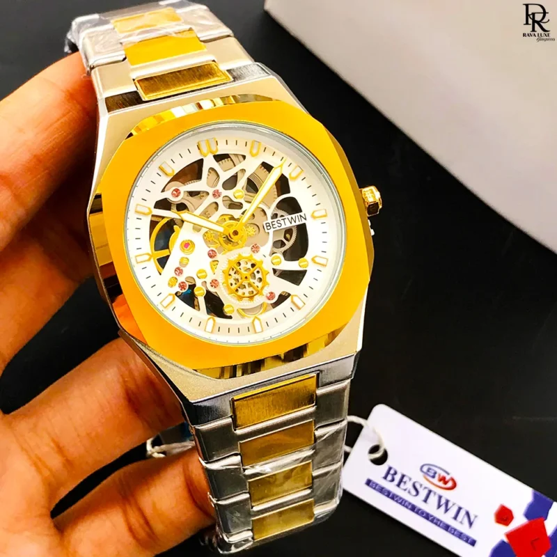 Bestwin original watch price in Pakistan, skeleton dial men’s watch, stainless steel watch for men, Bestwin luxury watches, quartz skeleton watch, men’s fashion wristwatch