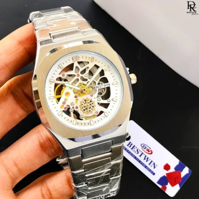 Bestwin original watch price in Pakistan, skeleton dial men’s watch, stainless steel watch for men, Bestwin luxury watches, quartz skeleton watch, men’s fashion wristwatch