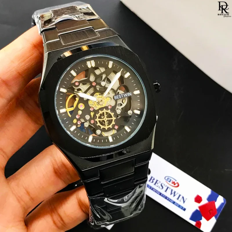 Bestwin original watch price in Pakistan, skeleton dial men’s watch, stainless steel watch for men, Bestwin luxury watches, quartz skeleton watch, men’s fashion wristwatch
