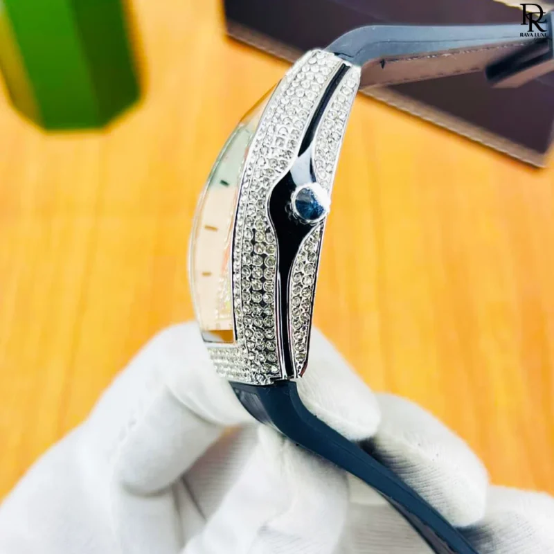 Franck Muller iced watch, Franck Muller full stone watch Pakistan, diamond watch men’s, luxury leather strap watch, Franck Muller 2025 edition, luxury watches under 5000, iced out wristwatch Pakistan