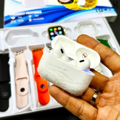 MAX 1000 Smart Watch Pakistan, Smart Watch with AirPods, 7-in-1 Smart Watch Combo, AirPods Pro 2 with Watch, Metallic Case Smart Watch, Smart Watch 45mm 2025, Fitness Smart Watch Combo Deal