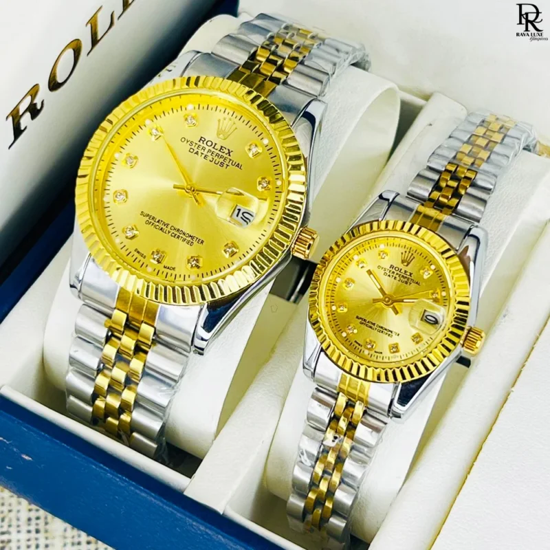 Rolex Couple Watch, Rolex Pair Stone Case, Rolex Chain Watch for Couples, Luxury Couple Watches Pakistan, RavaLuxe Rolex Pair