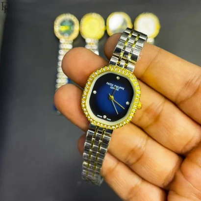 Patek Philippe Ladies Watch Luxury Ladies Watch Pakistan Stone Bezel Ladies Watch Two-tone Bracelet Ladies Watch Premium Womens Wrist Watch Gift Watch for Her