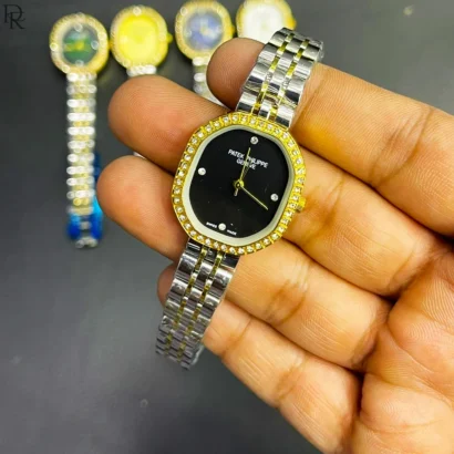 Patek Philippe Ladies Watch Luxury Ladies Watch Pakistan Stone Bezel Ladies Watch Two-tone Bracelet Ladies Watch Premium Womens Wrist Watch Gift Watch for Her