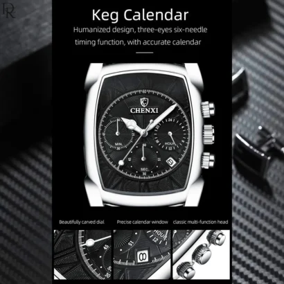 🕰️ CHENXI Rectangle Chronograph – Men’s Collection