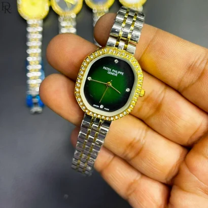 Patek Philippe Ladies Watch Luxury Ladies Watch Pakistan Stone Bezel Ladies Watch Two-tone Bracelet Ladies Watch Premium Womens Wrist Watch Gift Watch for Her