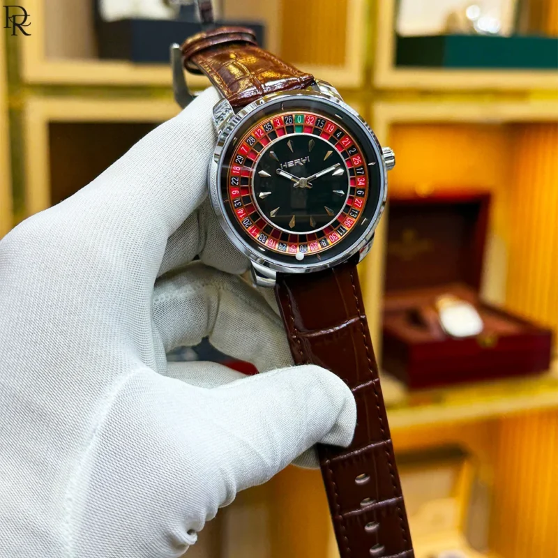 HERYI Casino Watch Luxury Leather Strap Watch Men’s Premium Quartz Watch Elegant Wrist Watch for Men Branded Watches in Pakistan Fashion Watches for Men