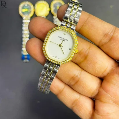 Patek Philippe Ladies Watch Luxury Ladies Watch Pakistan Stone Bezel Ladies Watch Two-tone Bracelet Ladies Watch Premium Womens Wrist Watch Gift Watch for Her