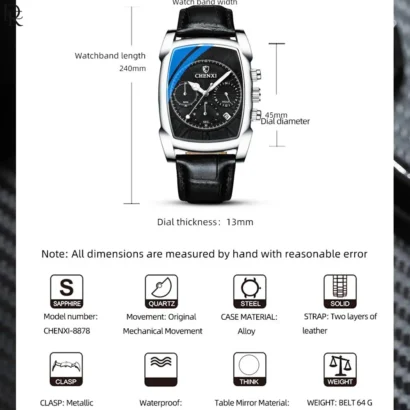 🕰️ CHENXI Rectangle Chronograph – Men’s Collection