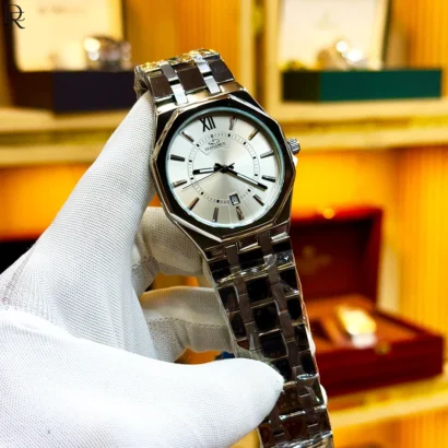 Elegance original watch, slim men’s watch Pakistan, quartz date watch, butterfly lock watch, metal bracelet watch, premium daily wear watch