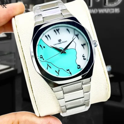 Aura metal watch, Universe Point watch, steel chain watch, butterfly lock watch, water resistant menβs watch, original brand watches Pakistan