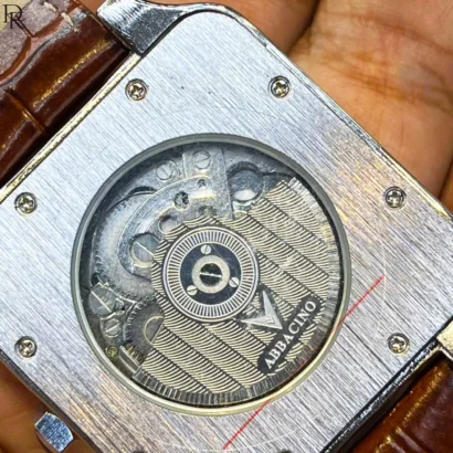 Abbacino Monograph Tank, automatic tank watch, back pendulum watch, leather strap automatic, premium mechanical watch Pakistan
