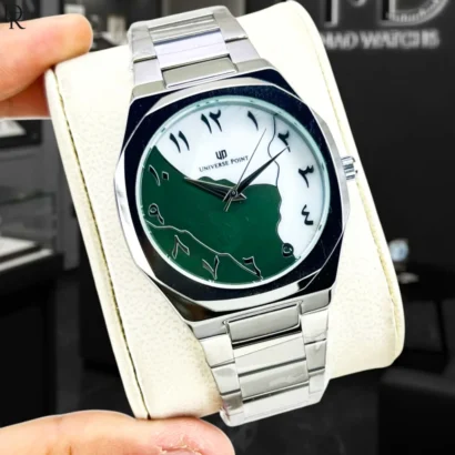 Aura metal watch, Universe Point watch, steel chain watch, butterfly lock watch, water resistant menβs watch, original brand watches Pakistan