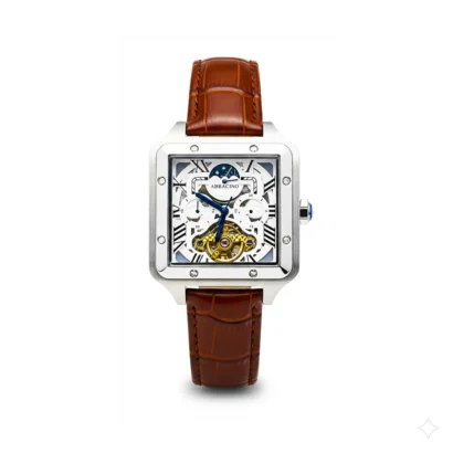 Abbacino Monograph Tank, automatic tank watch, back pendulum watch, leather strap automatic, premium mechanical watch Pakistan