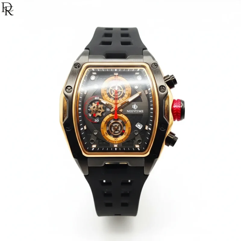 New Time watch Pakistan, men’s metal body watch, working inner dials, date working watch, heavy men’s watch, rubber strap watch