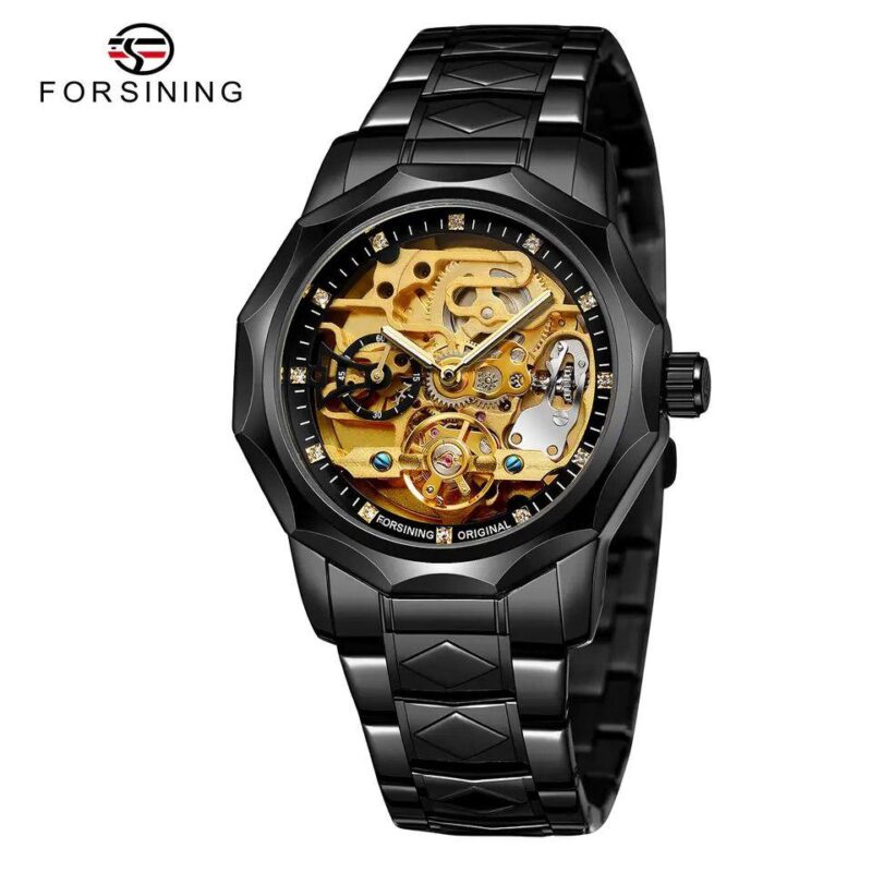 Forsining original watch, automatic skeleton watch Pakistan, tourbillon style watch, mechanical men’s watch, transparent back watch, heavy automatic watch