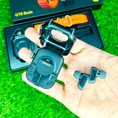 A special-edition smart watch featuring built-in wireless earbuds, AMOLED display, metal body, and dual straps — all-in-one wearable convenience.