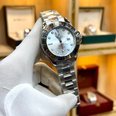 Rolex second copy watch, GMT quartz watch Pakistan, Rolex style GMT, rotatable bezel watch, steel bracelet men’s watch