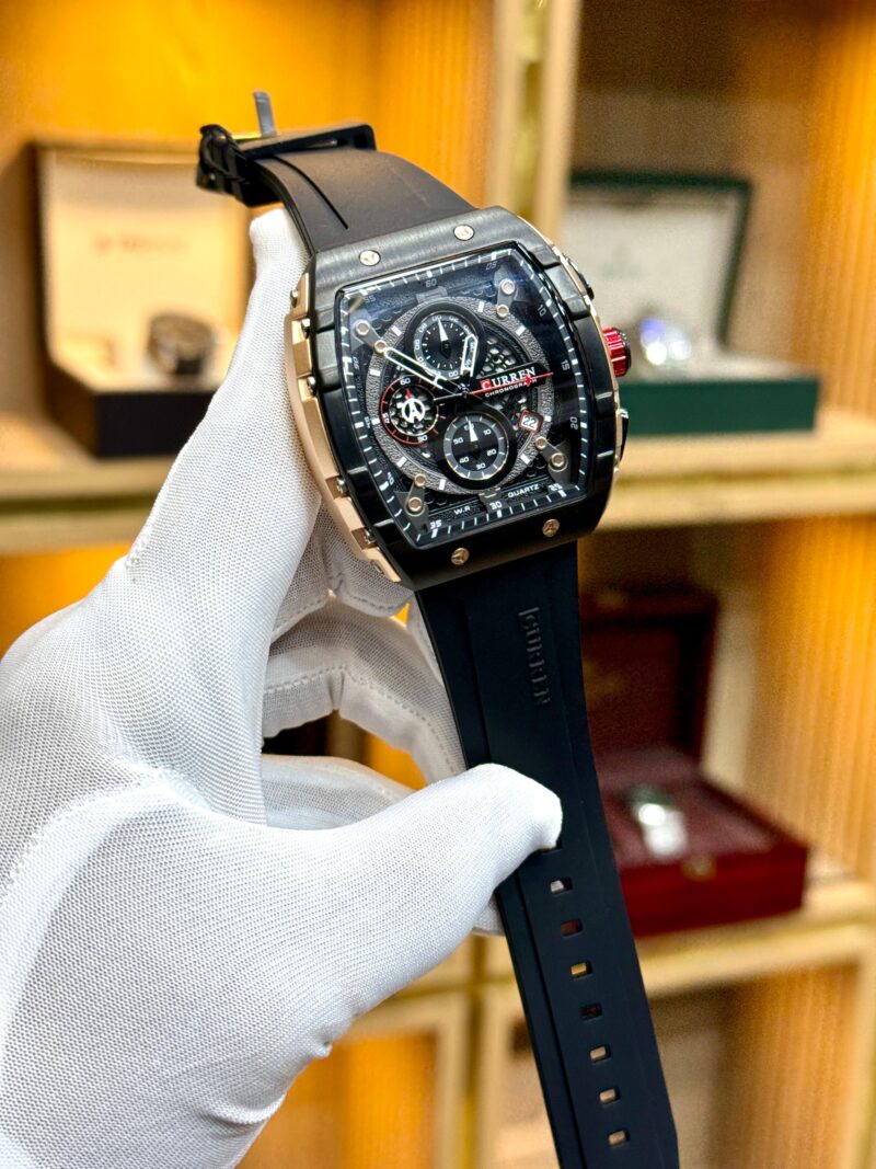 Home 3 56 CURREN original watch Pakistan, CURREN chronograph watch, quartz chronograph watch, rubber strap sports watch, branded watches Pakistan