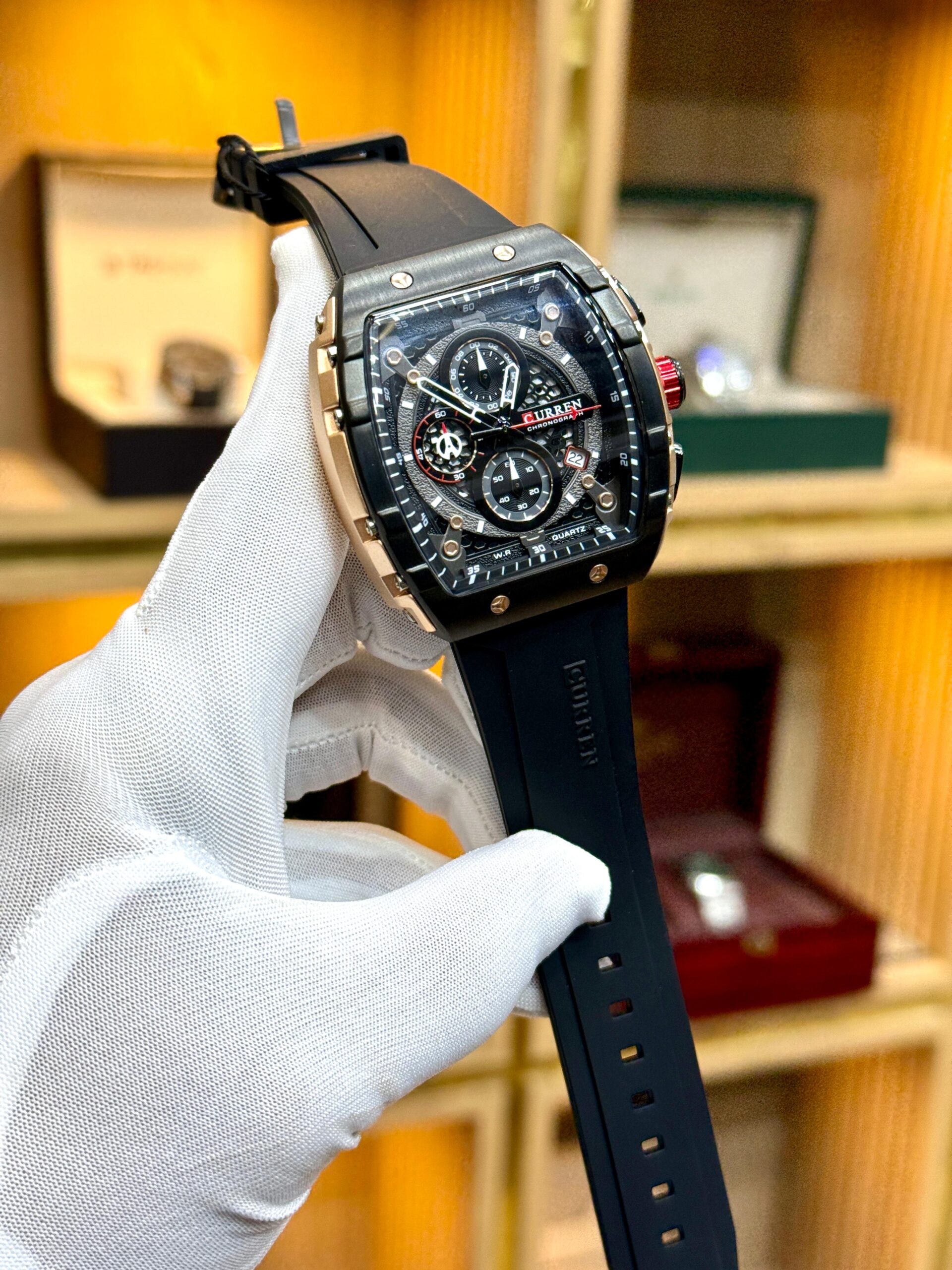 🕰️ CURREN – Original Chronograph 1 CURREN original watch Pakistan, CURREN chronograph watch, quartz chronograph watch, rubber strap sports watch, branded watches Pakistan