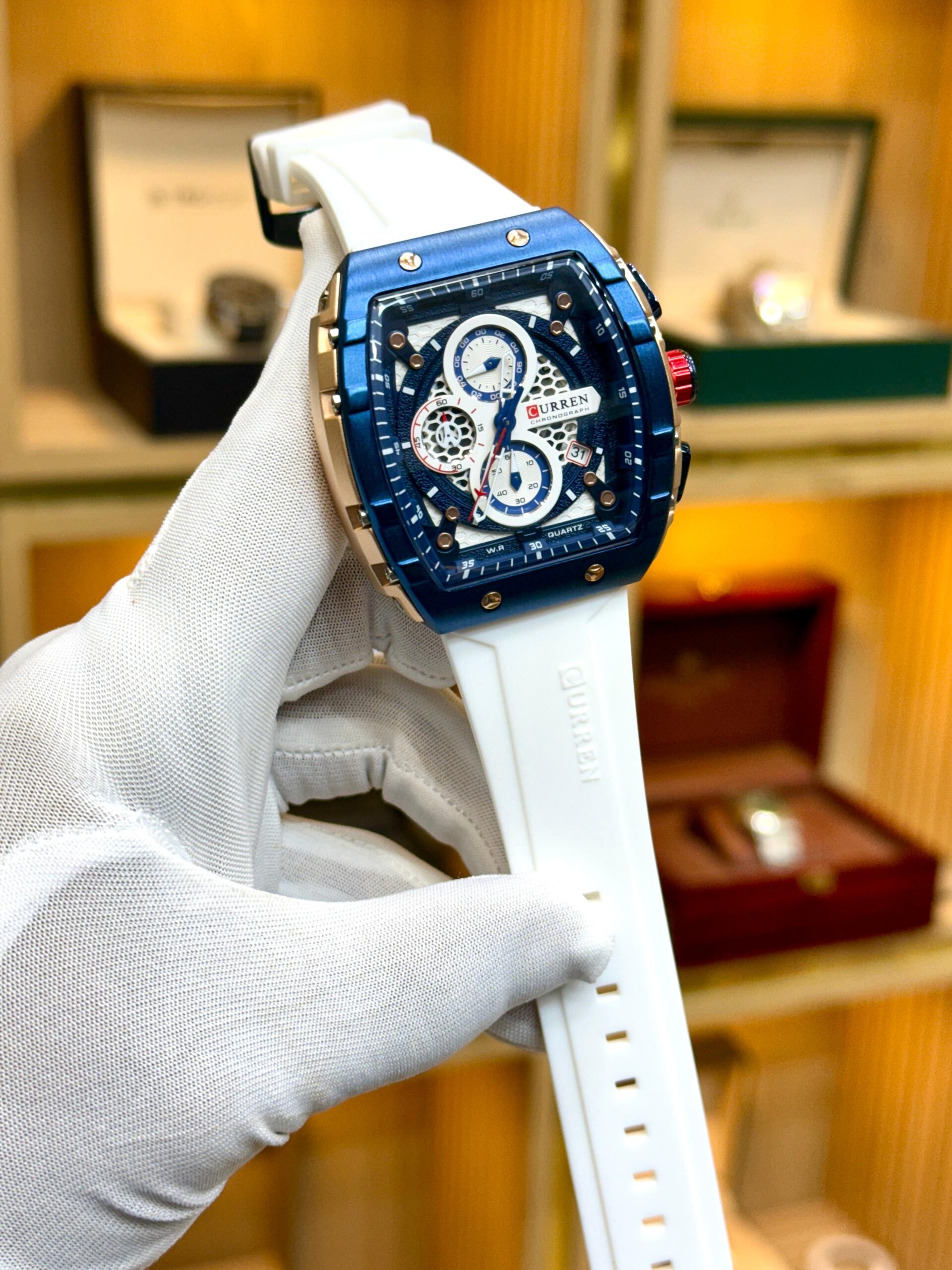 🕰️ CURREN – Original Chronograph 3 CURREN original watch Pakistan, CURREN chronograph watch, quartz chronograph watch, rubber strap sports watch, branded watches Pakistan