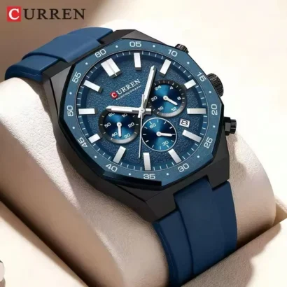 CURREN original watch Pakistan, CURREN chronograph, quartz chronograph watch, silicone strap watch, men’s branded watches Pakistan