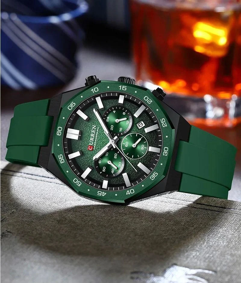 Home 3 46 CURREN original watch Pakistan, CURREN chronograph, quartz chronograph watch, silicone strap watch, men’s branded watches Pakistan