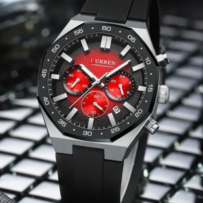 CURREN original watch Pakistan, CURREN chronograph, quartz chronograph watch, silicone strap watch, men’s branded watches Pakistan