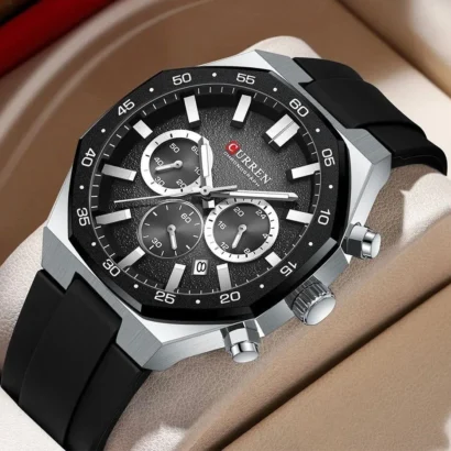CURREN original watch Pakistan, CURREN chronograph, quartz chronograph watch, silicone strap watch, men’s branded watches Pakistan