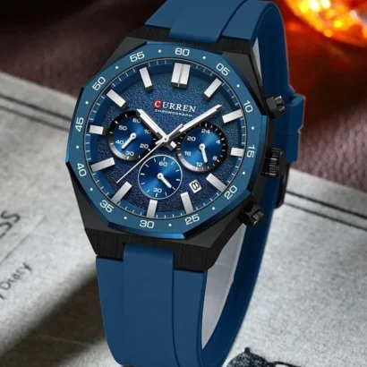 CURREN original watch Pakistan, CURREN chronograph, quartz chronograph watch, silicone strap watch, men’s branded watches Pakistan