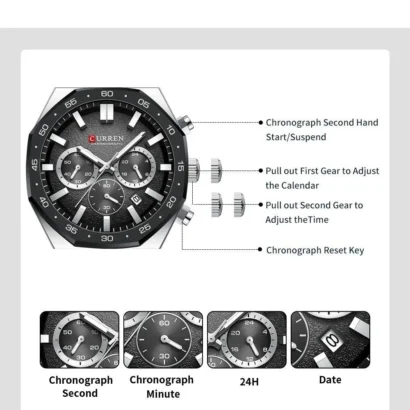 CURREN original watch Pakistan, CURREN chronograph, quartz chronograph watch, silicone strap watch, men’s branded watches Pakistan