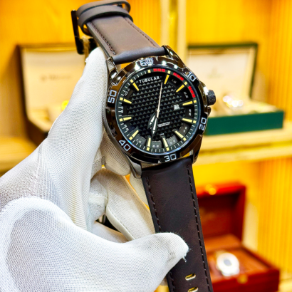 Tubular men watch Pakistan, tubular original watch, leather strap men watch Pakistan, quartz men watch with date, branded men watch Pakistan, stylish men watch