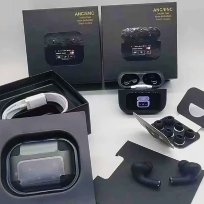 A9 Pro earbuds Pakistan, LED screen earbuds price in Pakistan, wireless earbuds black, budget wireless earbuds Pakistan, AirPods style earbuds, A9 Pro LED earbuds